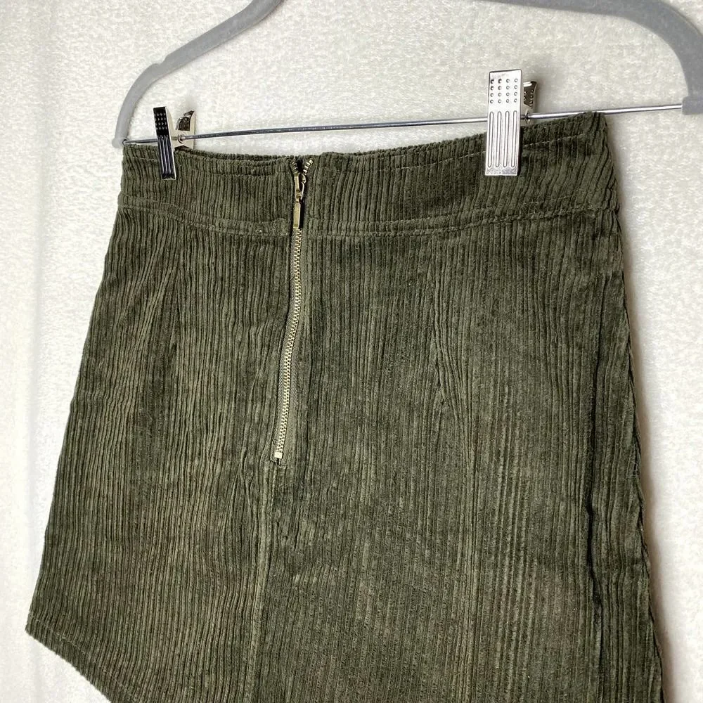 Francesca's Mi Ami Tamm Zip Corduroy Mini Skirt Green Small New Academia Fall